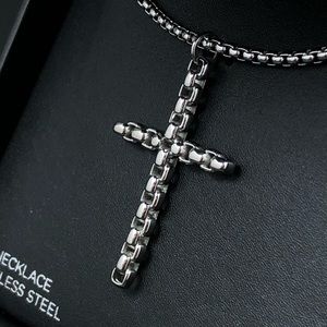 Ed Hardy Retro Linked Stainless Steel Cross Necklace